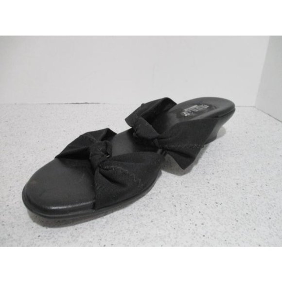 *Munro Black American Twisted Knotted Fabric Slip On Slide Sandals - Picture 2 of 10